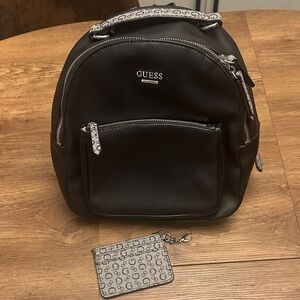 GUESS Black Backpack with Matching Card Holder
